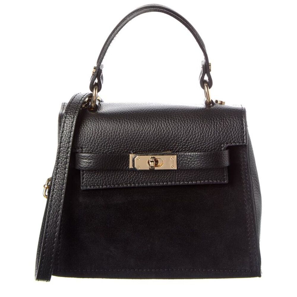 Isabella Rossetti Scarlett Suede Satchel, Black
